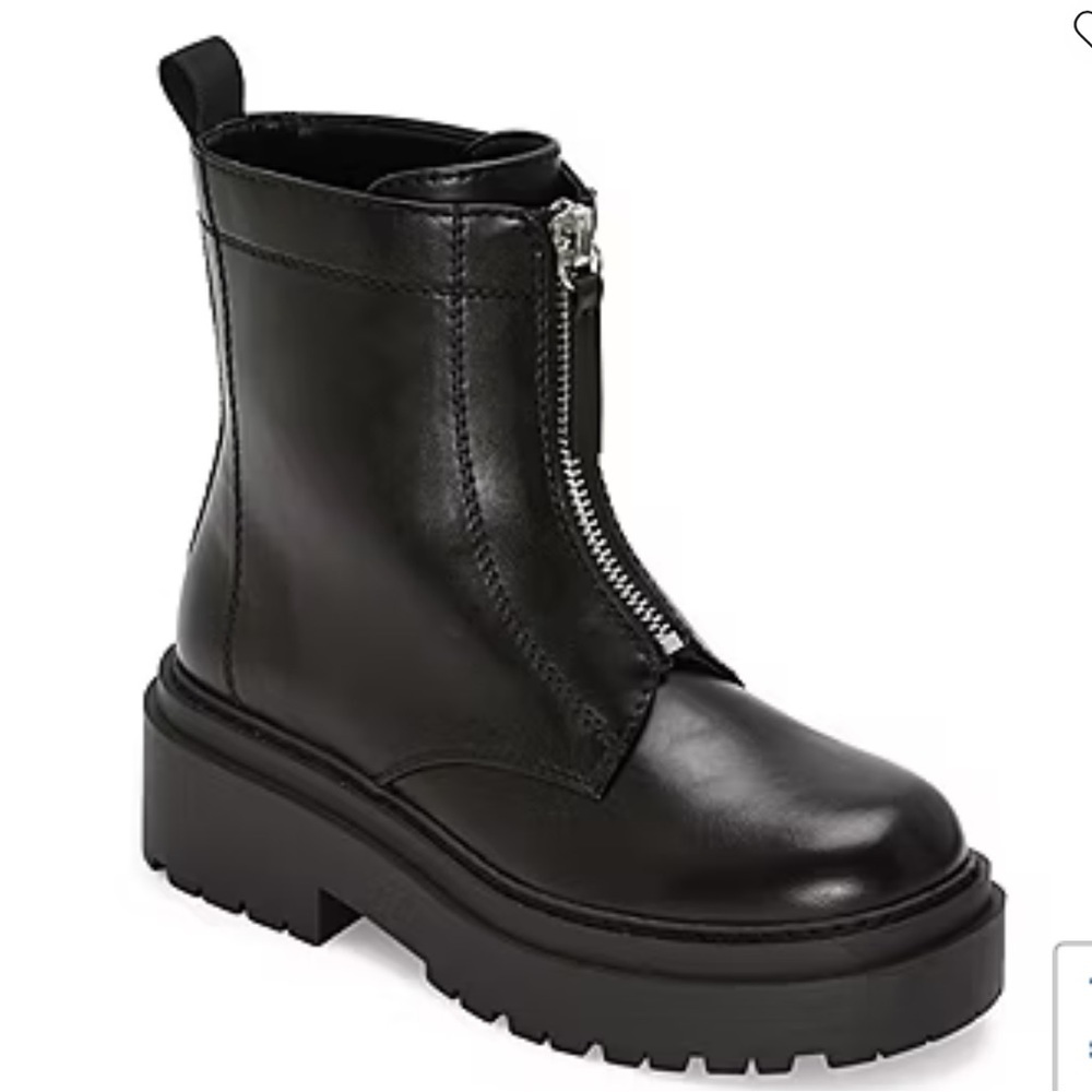 Arizona Black Xander Front Zipper Chunky Motorcycle Boots Size 8